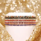 Многоцветный Регулируемый эластичный браслет стразы, цветной браслет с кристаллами и цепочкой для тенниса, женские Украшения