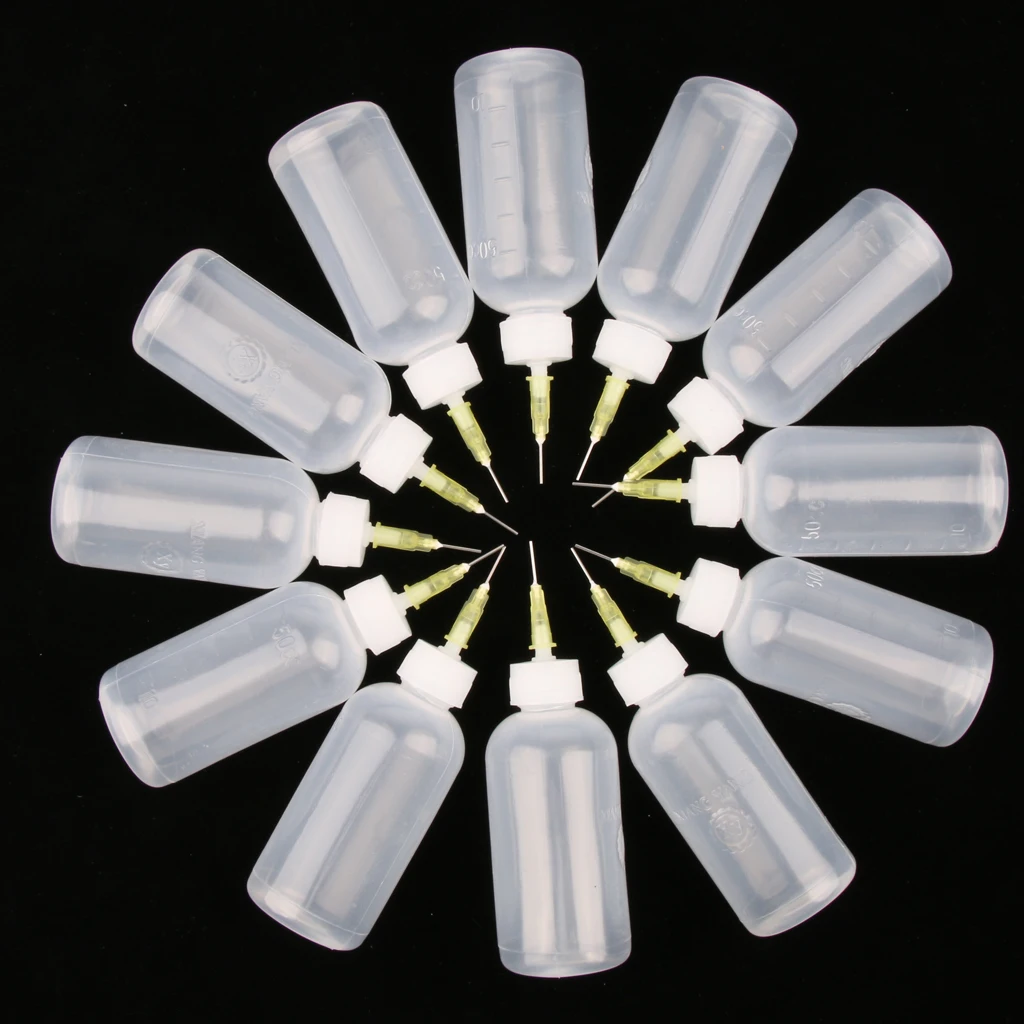 

12Pcs 50ml Glue Applicator Bottle Precision Needle Tip Liquid Dropper Bottles