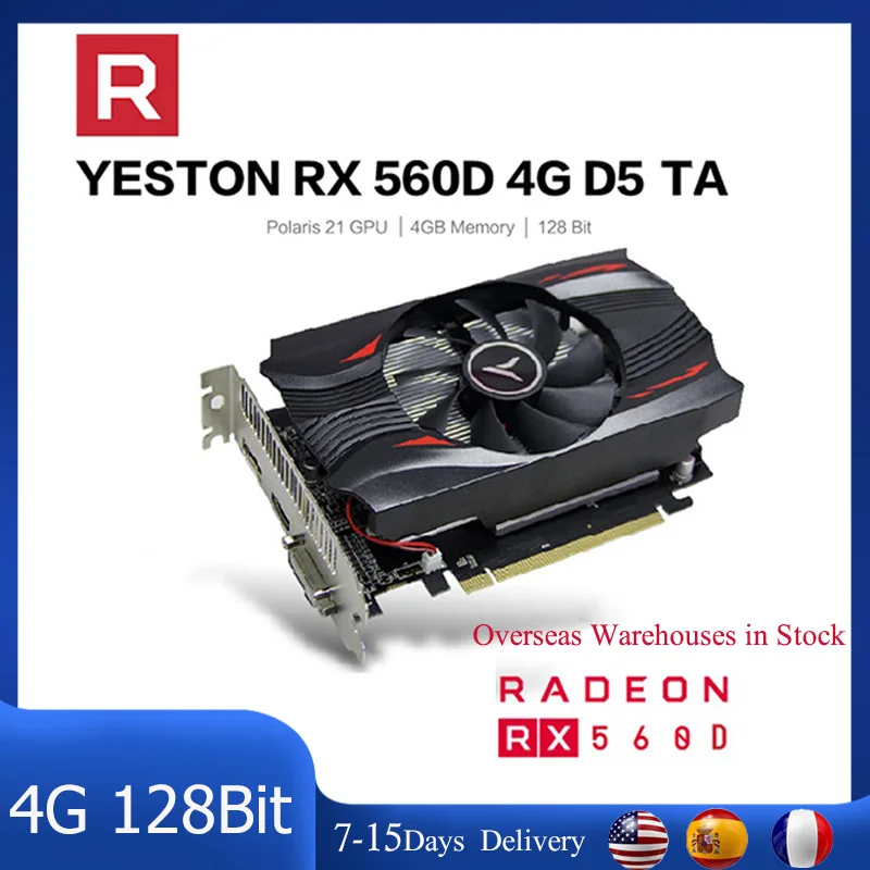 

Yeston Radeon RX560D GPU 4GB GDDR5 TA 128bit Gaming Graphics Cards Desktop Computer Video VGA/DVI-D/HDMI-compatible PCI-E 3.0