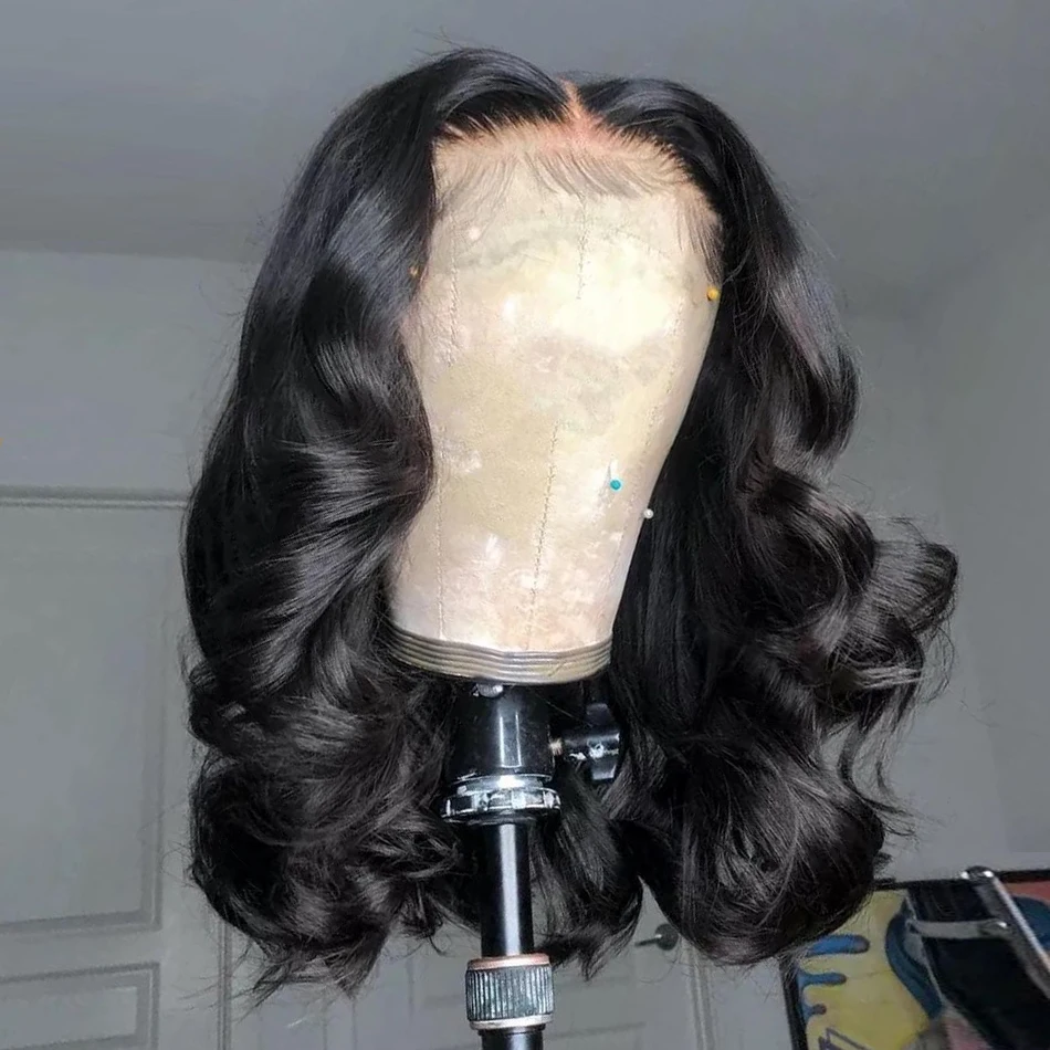 Luvin Body Wave Short Bob Wig 13x4 Lace Closure Human Hair Front Wigs Water Wavy Plucked Brazilian Frontal For Black Women | Шиньоны и