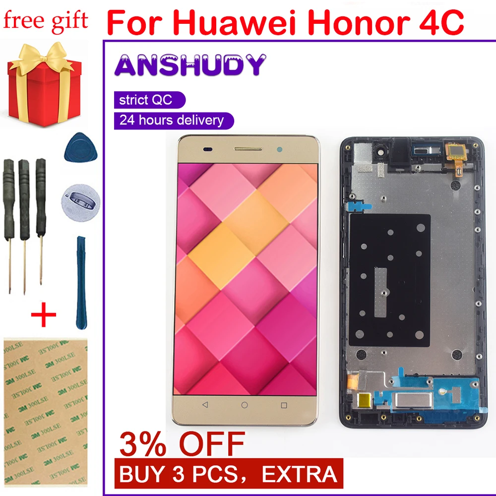 Для Huawei Honor 4C ЖК дисплей кодирующий преобразователь сенсорного экрана в сборе