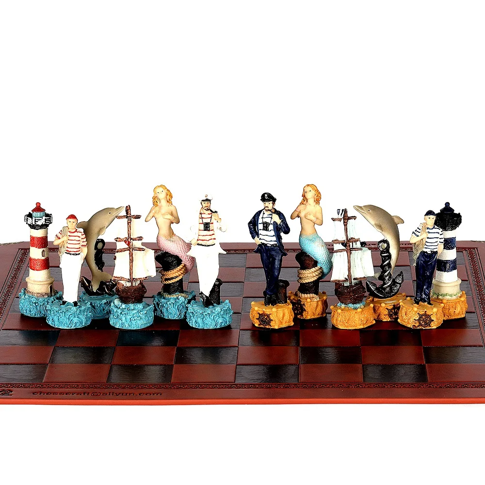 

Chess Set Luxury Leather Chess Board The Mermaid Chess Sets Portable Traveling Intelligence Game A Birthday Present Chess Them