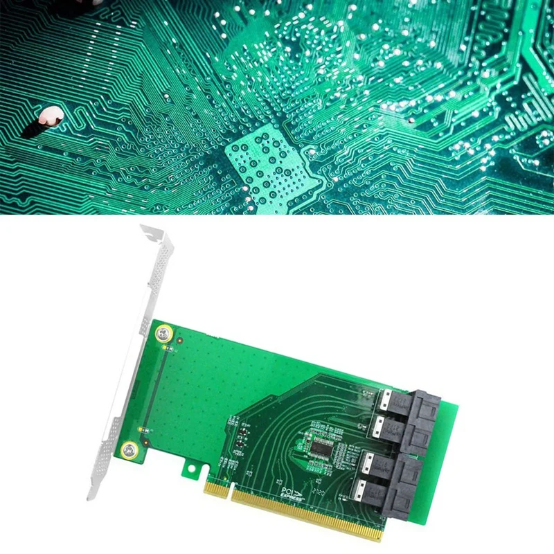 

PCIe to U.2 Adapter Card PCIe 4.0 X4X8X16 to 4-Port SFF-8643 U.2 NVMe SSD Solid State Drive Expansion Card