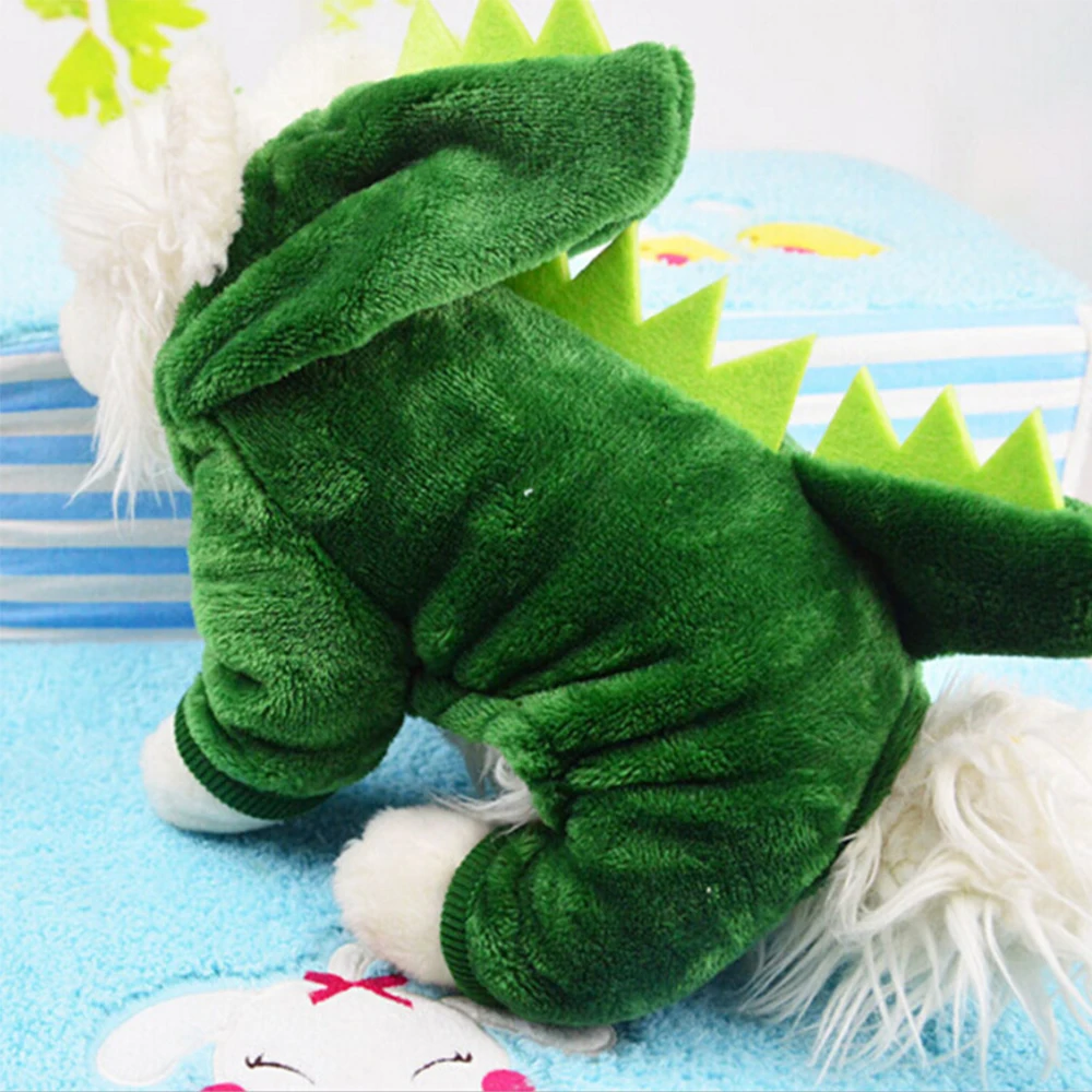 Одежда для собак кошек милые забавные костюмы динозавров пальто Зимняя Теплая