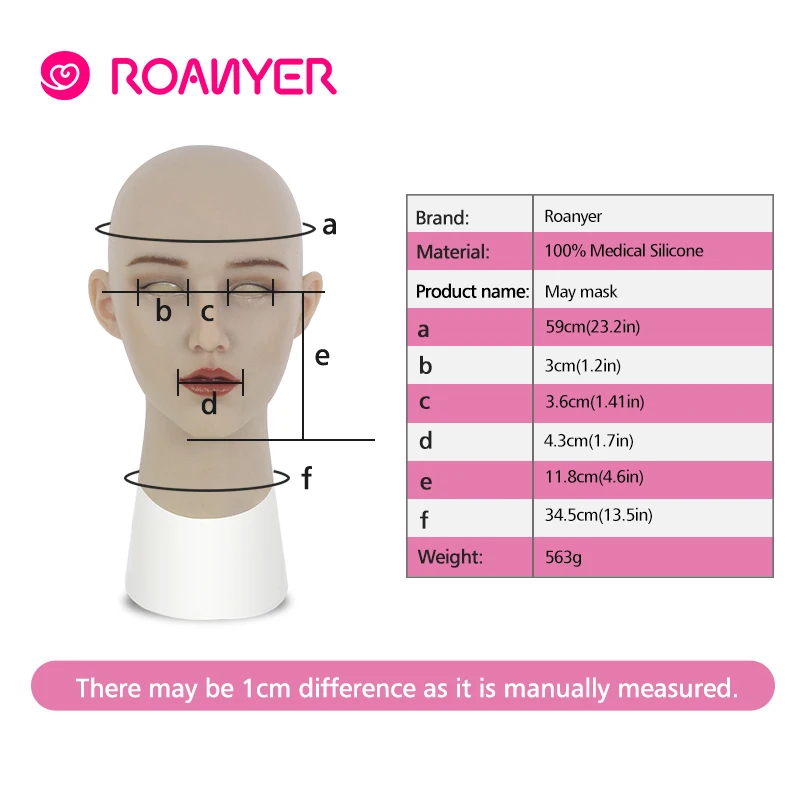 

Roanyer May Masken Crossdresser Shemale Masken with Realistic Skin Silicone Masken for Transgender Male Drag Queen Cosplay
