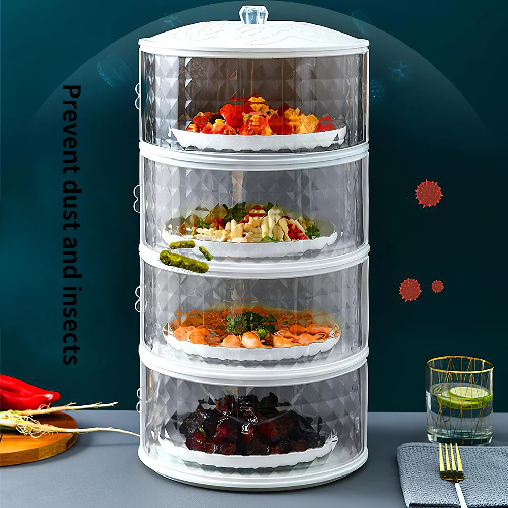 

Transparent Stackable Food Insulation Cover Dust Proof Portable For Home Kitchen Kitchen Storage & Organization Space Saving