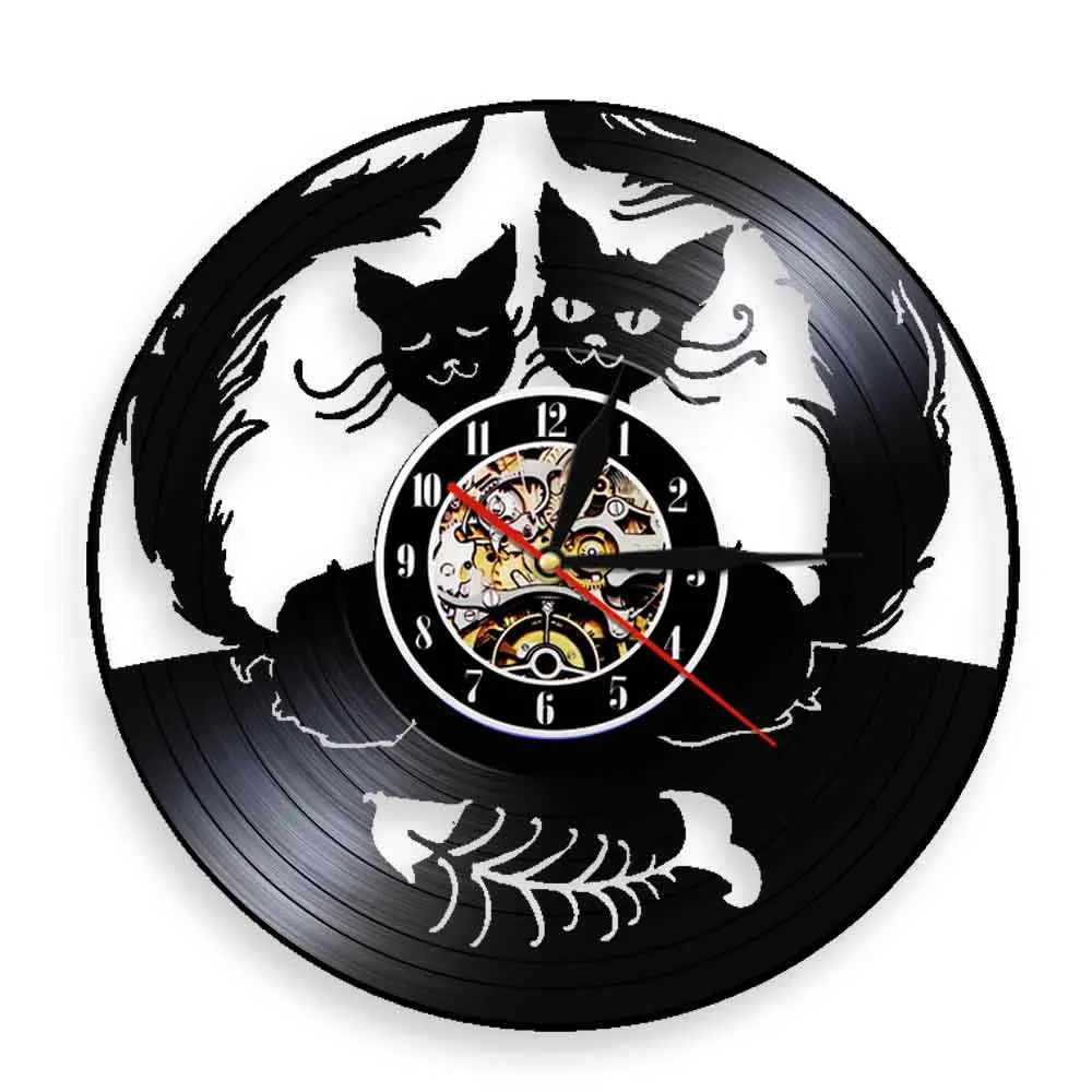 Настенные часы с изображением кошек влюбленных современный дизайн настенные