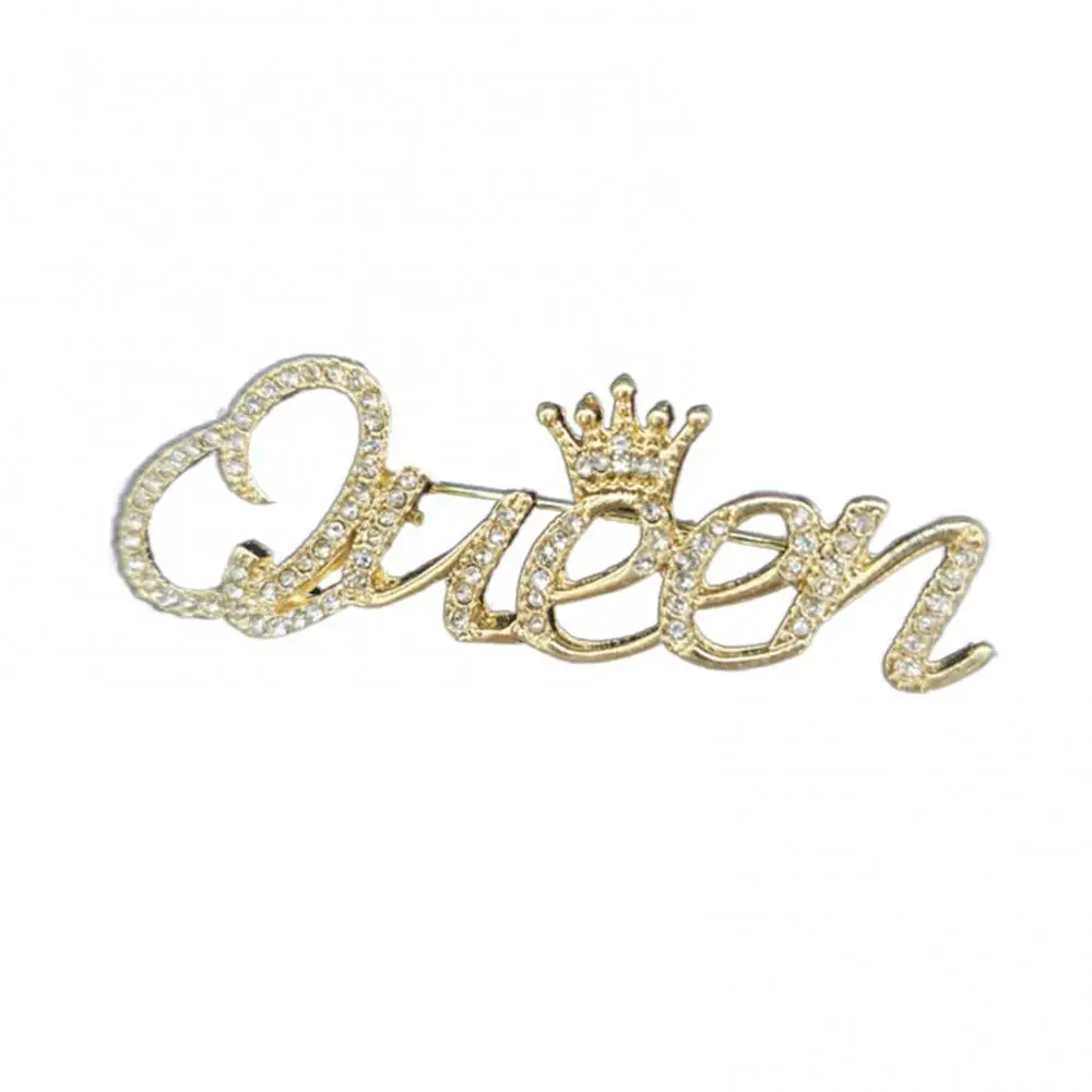 

Jewelry Gift Pin Women Gift Jewelry Brooch Fashion Rhinestone Queen Letter Crown Shape Decor Gift