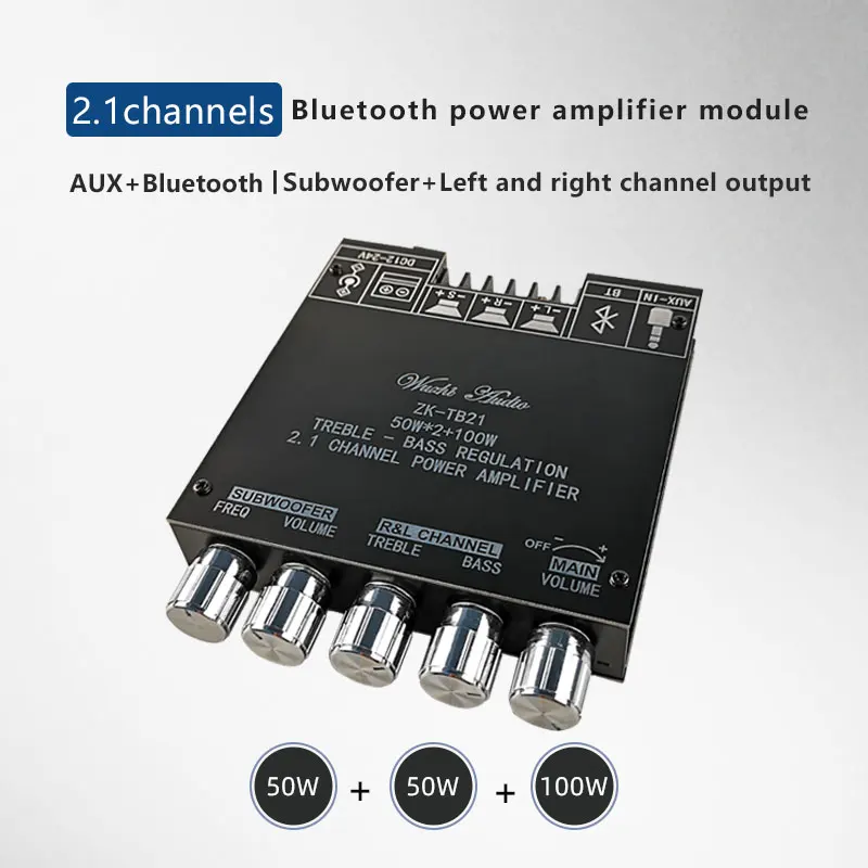 

ZK-TB21 TPA3116D2 Bluetooth 5,0 панель усилителя сабвуфера 50 Вт x2 + 100 Вт 2,1 каналов мощность аудио стерео усилитель панель бас усилитель