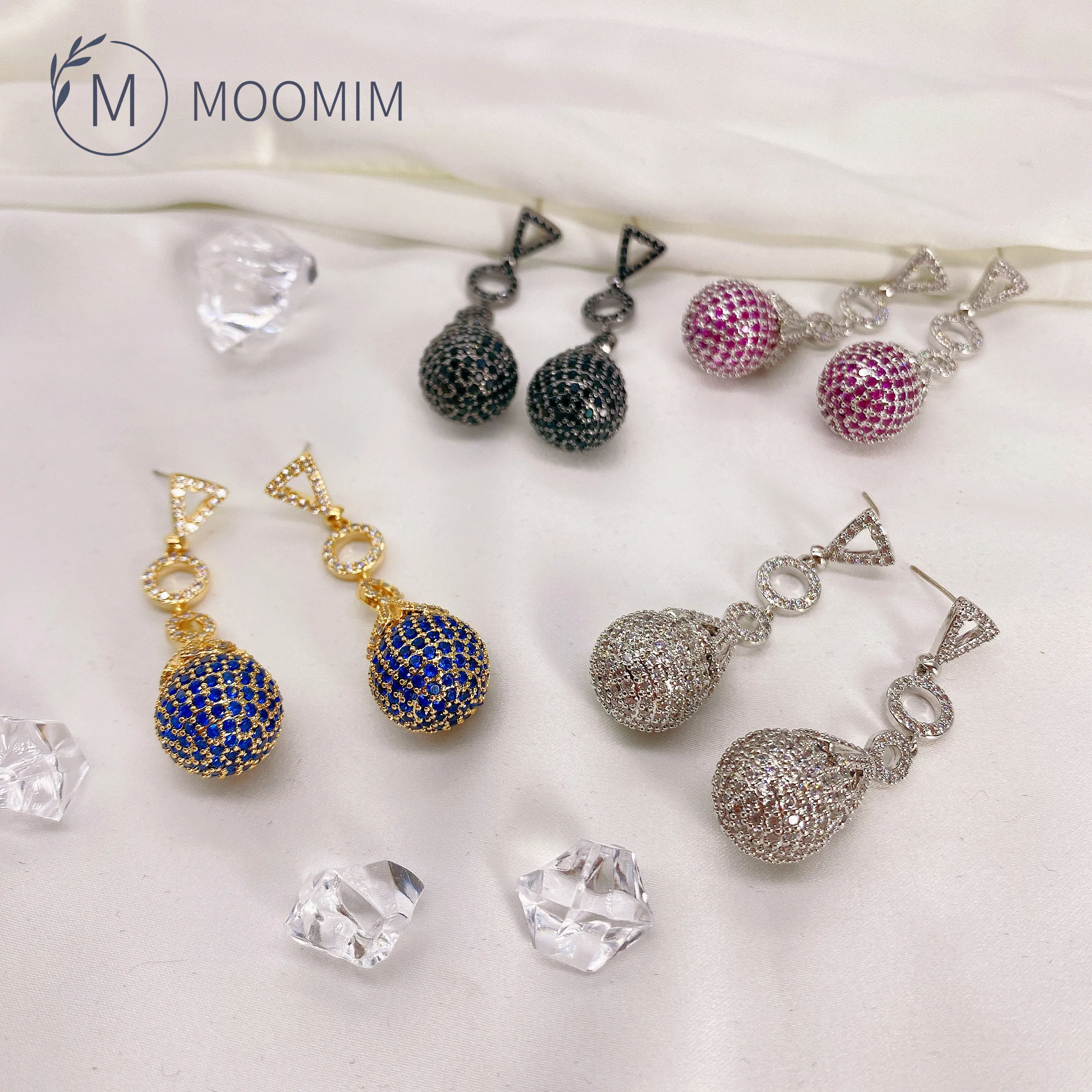 

Классические серьги Moomim с микроинкрустацией из фианита, сфера, изысканный барокко рококо, подарок для женщин