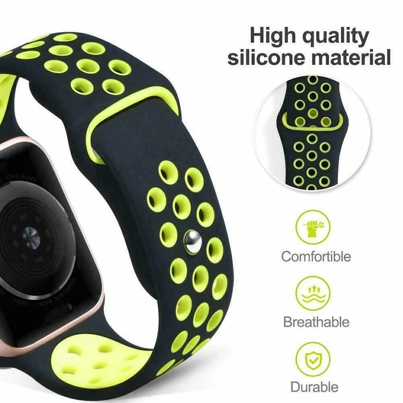 Спортивный силиконовый ремешок для apple Watch 5 40 44 мм Резиновая Спортивная петля Apple