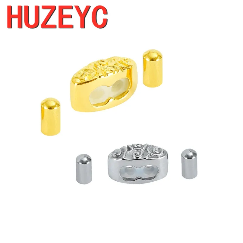 

10pcs/lot Stainless Steel Corrosion Double Hole End Beads Set Leather Rope Adjustable Bracelet Jewelry Making DIY Accessories