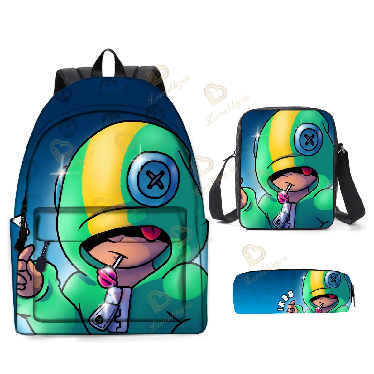 

3pcs/Set Backpack 2020 New Game Shark Leon Crow Buzz Fashion Backpack Shoulder Bag 3D Print School Bag Mochilas Student Backpack