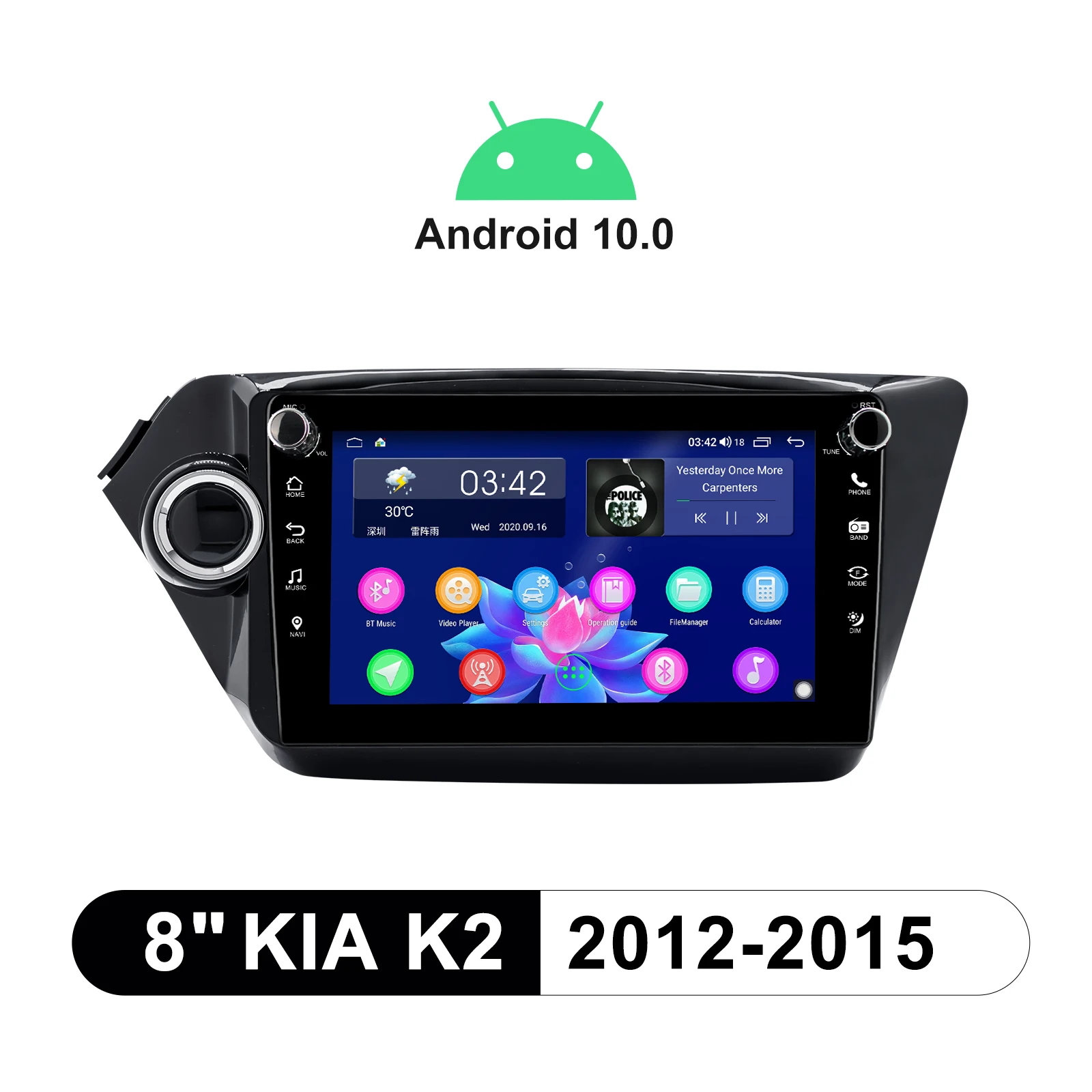 

8" Radio Head Unit Central Multimedia Car Intelligent System For Kia K2 2012-2015 With Android Auto & Car Stereo Apple CarPlay