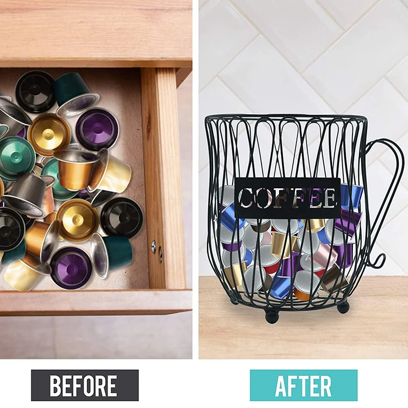 

Coffee Capsule Storage Rack Coffee Cup Line Storage Basket Large Capacity Espresso Capsule Holder Coffee Cup Holder