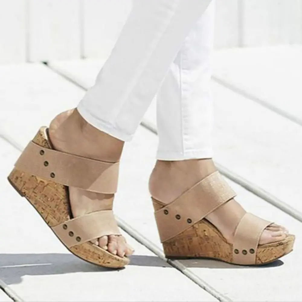 

Women's Shoes Woman New Fashion Sandals, Slope Heel Women's Shoes, Breathable Large Buckle Slippers Slippers Platform Shoes