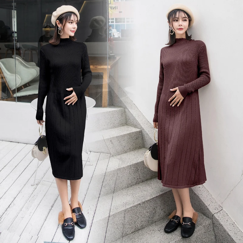 Беременности и родам осень зима однотонные вязаные Платья свитеры Для женщин