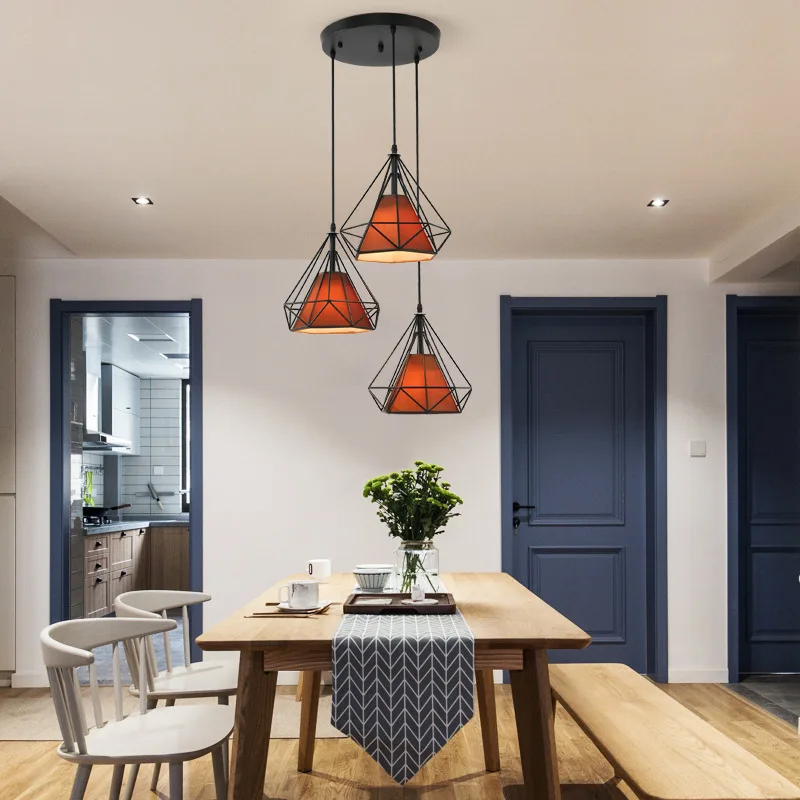 Nordic черный маленький люстра в виде ромба светильник лампа подходит для дома