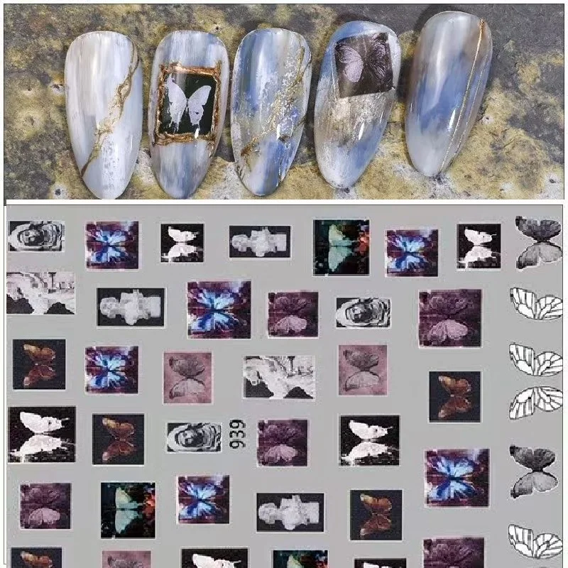 HANYI серии 939 сетка конструкции крутые стикеры 3d на ногти nail art Наклейки Шаблон