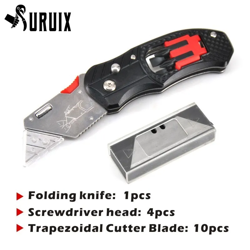 

Convenient Multifunctional Folding Knife Electrician Folding Utility Knife with Screwdriver Bit Set Stainless Steel