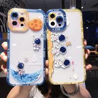 cute cartoon astronaut phone case for iphone 13 pro max 12 11 x xs xr 7 8 plus transparent soft shockproof bumper cover fundas
