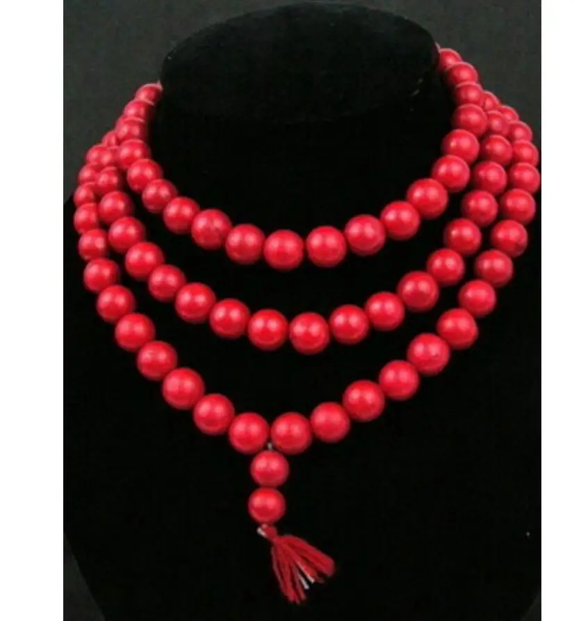 Бесплатная доставка Редкие 108 Тибетские буддийские красные коралловые 10 мм