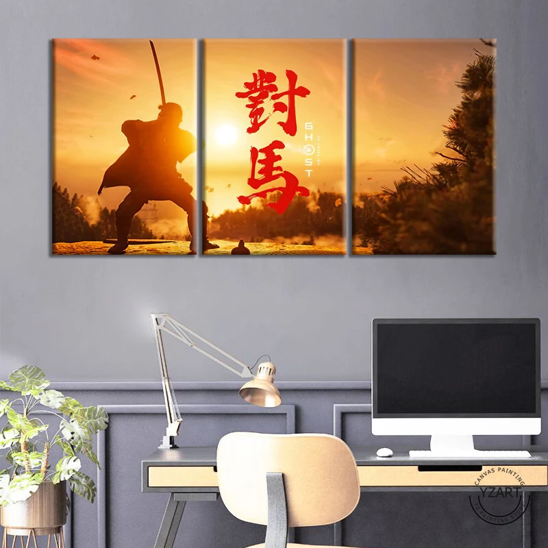 

Video Game Ghost of Tsushima Poster Beautiful Sunset Landscape Oil Painting Canvas Bedroom Decor