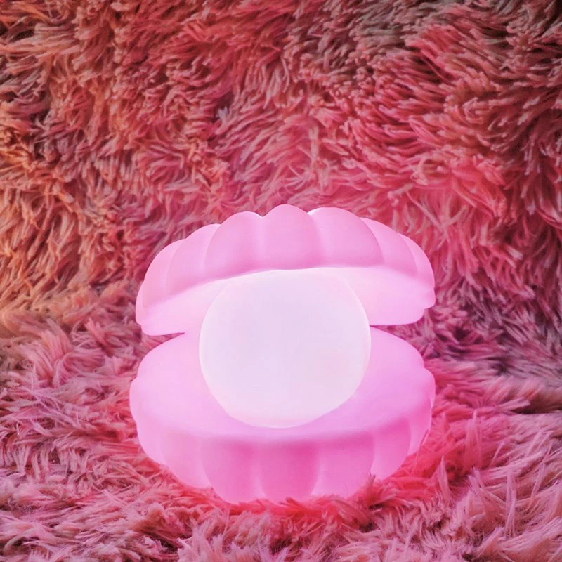 

Luminous Toy Lamps LED Vinyl Shell Night Light Desktop Pearls Lamp Bedroom for Decoration Bedside Girls Creative Christmas Gifts