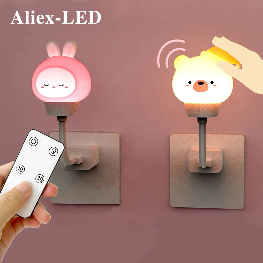 

LED Chlidren USB Night Light Cute Cartoon Night Lamp Bear Remote Control for Baby Kid Bedroom Decor Bedside Lamp Christmas Gift