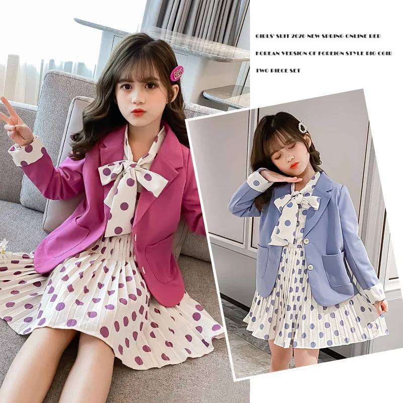 

Children Girls Clothing Set 2021 Spring Teenage Girls Suit Bow-knot Jacket Dress School Kids Clothes Tracksuit for Girls Clothes