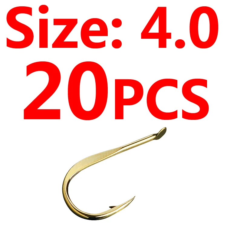 20pcs Size 4 Bimoo 20 шт. золотой цвет сильный Карп Рыболовный крючок колючий японский рыболовный крючок Размер 0,5~ Размер 10 - Цвет: 20pcs Size 4