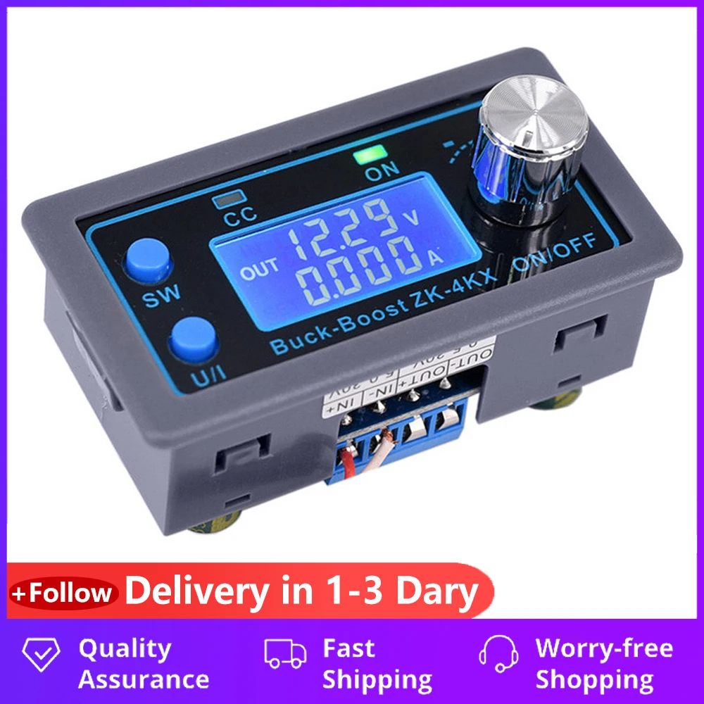 

ZK-4KX CNC DC DC Buck Boost Converter CC CV 0.5-30V 4A Power Module Adjustable Regulated Power Supply for Solar Battery Charging