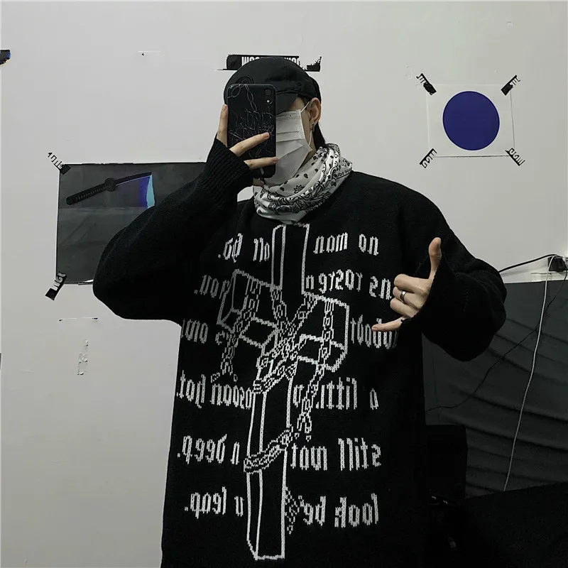 Woherb Harajuku BF Свободные пуловеры с буквенным узором и круглым вырезом, свитер с длинным рукавом для женщин, повседневные винтажные топы, джемперы в Корейском стиле, новинка 91310