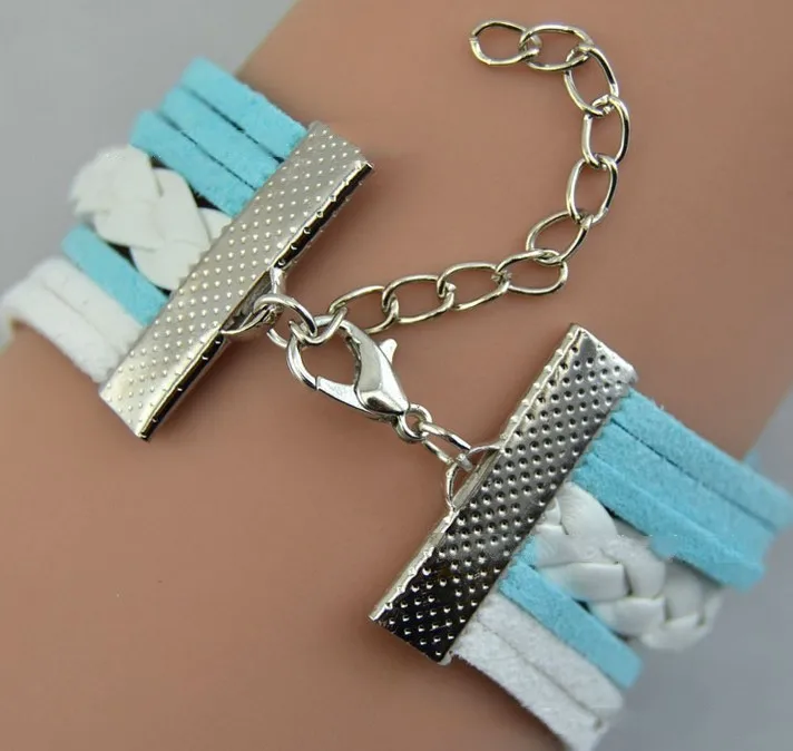 Модный Браслет манжета из искусственной кожи Бесконечность Любовь Сердце мечта браслет ручной работы