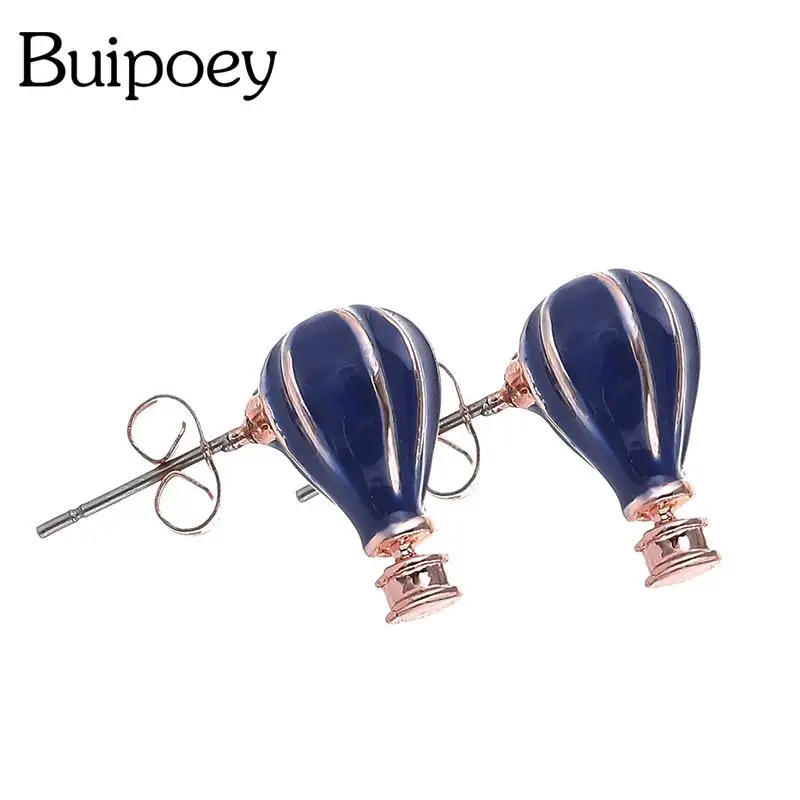 

Серьги Buipoey с синим воздушным шаром для женщин и девушек, серьги-гвоздики из розового золота, ювелирные изделия для друзей, подарок на день р...