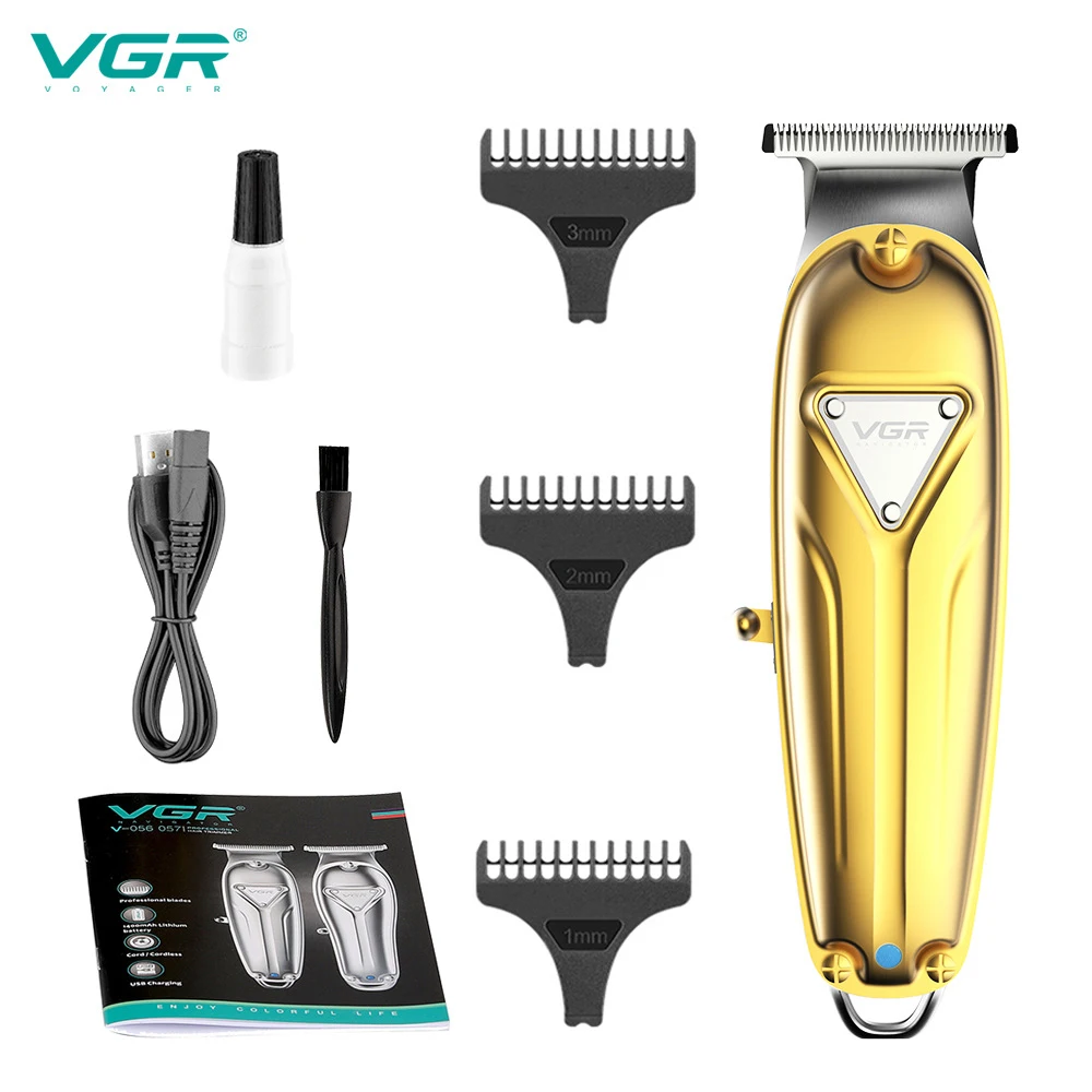 

VGR Electric Home Hair Clipper Full Metal Electric Clipper Charging/power Dual-purpose Trimming and Engraving Fader