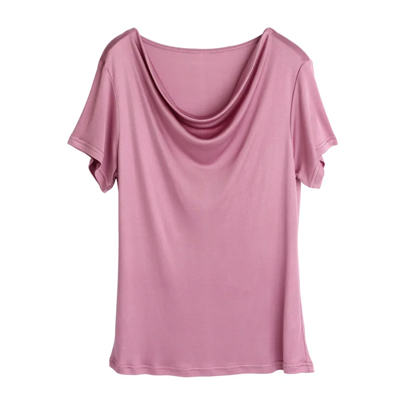 Женская футболка из 100% чистого шелка Повседневная с коротким рукавом и