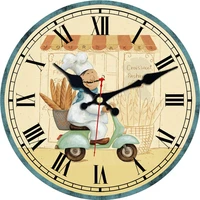 16 inch wall clock film wooden chief cook wall clock vintage clock cafe shop hotel bar non ticking quiet battery operated
