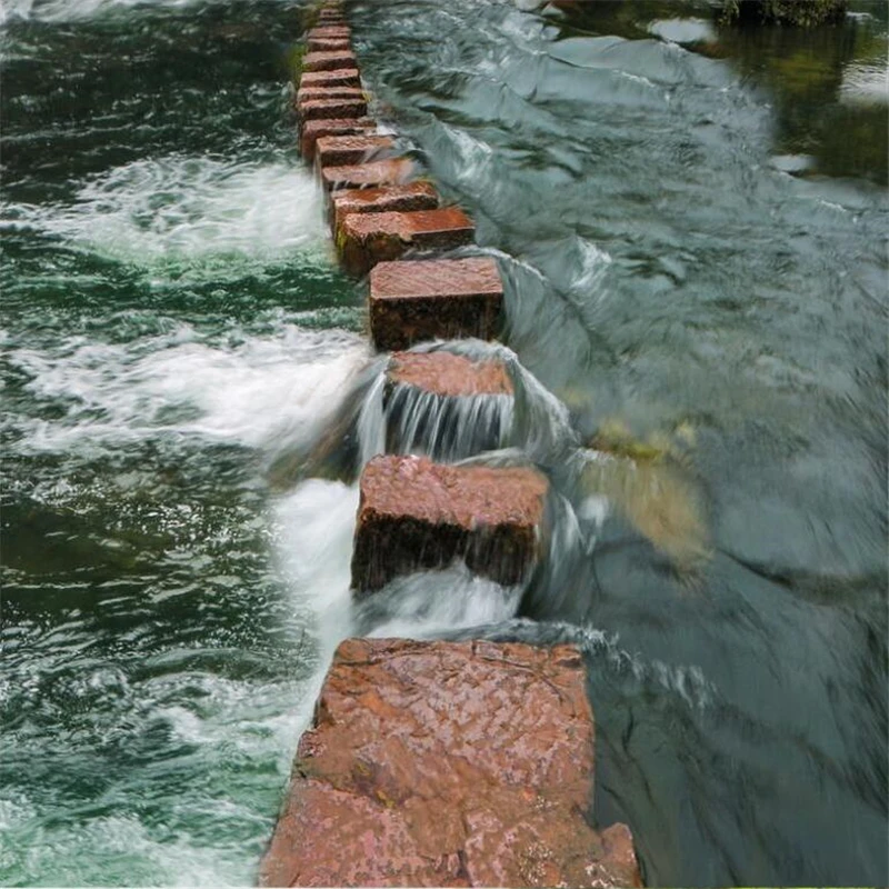 Напольная картина на заказ 3d прозрачная речная каменная плита дорожка ванная