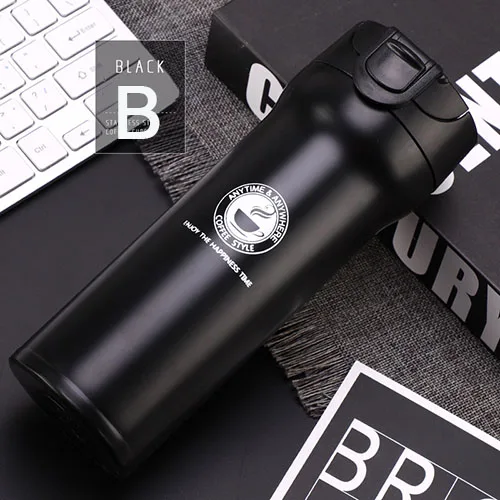 Black 400ml Термос из нержавеющей стали для машины, кружка для кофе, чашка для путешествий, термос с двойными стенками, кофейная кружка, Термокружка, Термокружка - Цвет: Black 400ml