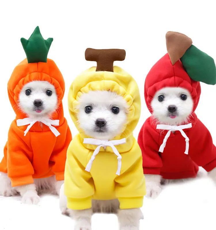 

Pet Fruit Style Sweater Cat Winter Fleece Sweater Apple Banana Carrot Elk Pet Wear designer dog clothes Small pet clothing