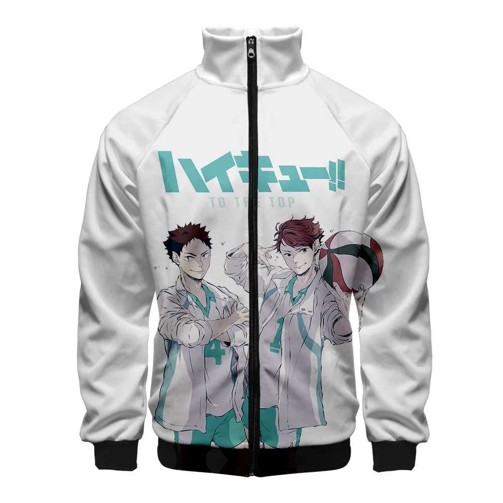 

Anime Haikyuu Cosplay Costume Stand Collar Zipper Jacket Coats Male Tracksuits Streetwear Japan Karasuno High School 3D Print