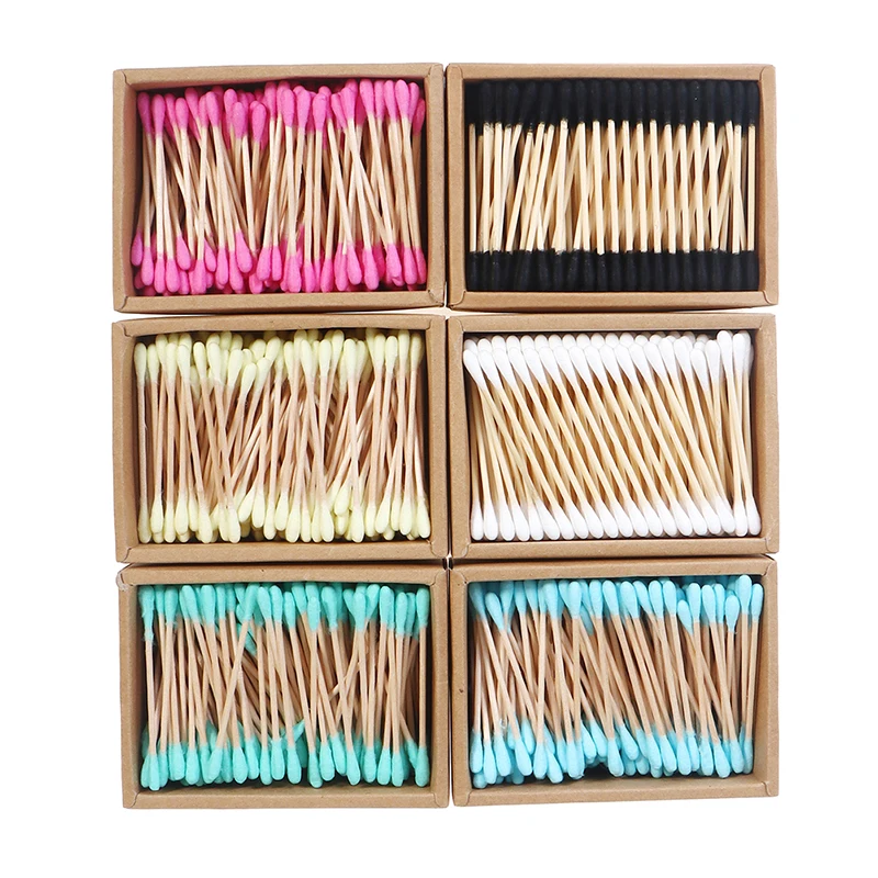 

200pcs/pack Double Head Cotton Swab Bamboo Sticks Cotton Swab Disposable Buds Cotton For Beauty Makeup Nose Ears Cleaning