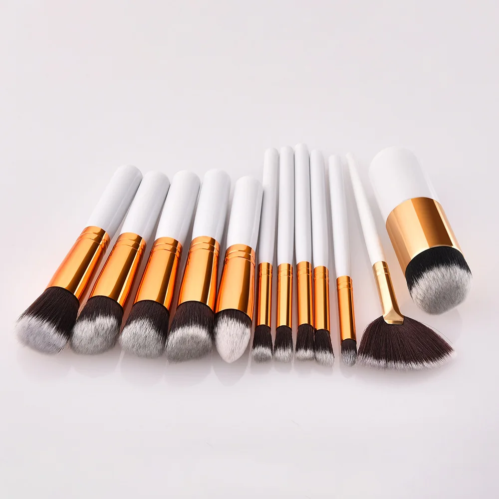 12pcs White Новое поступление 10 шт набор кистей для макияжа мягкие синтетические волосы Косметика основа пудра смешивание румяна леди красота макияж инструменты - Handle Color: 12pcs White