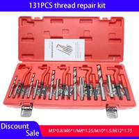 thread repair tool kit 131pcs m5m6m8m10m12 for restoring damaged threads spanner wrench twist drill bit kit screw thread tap