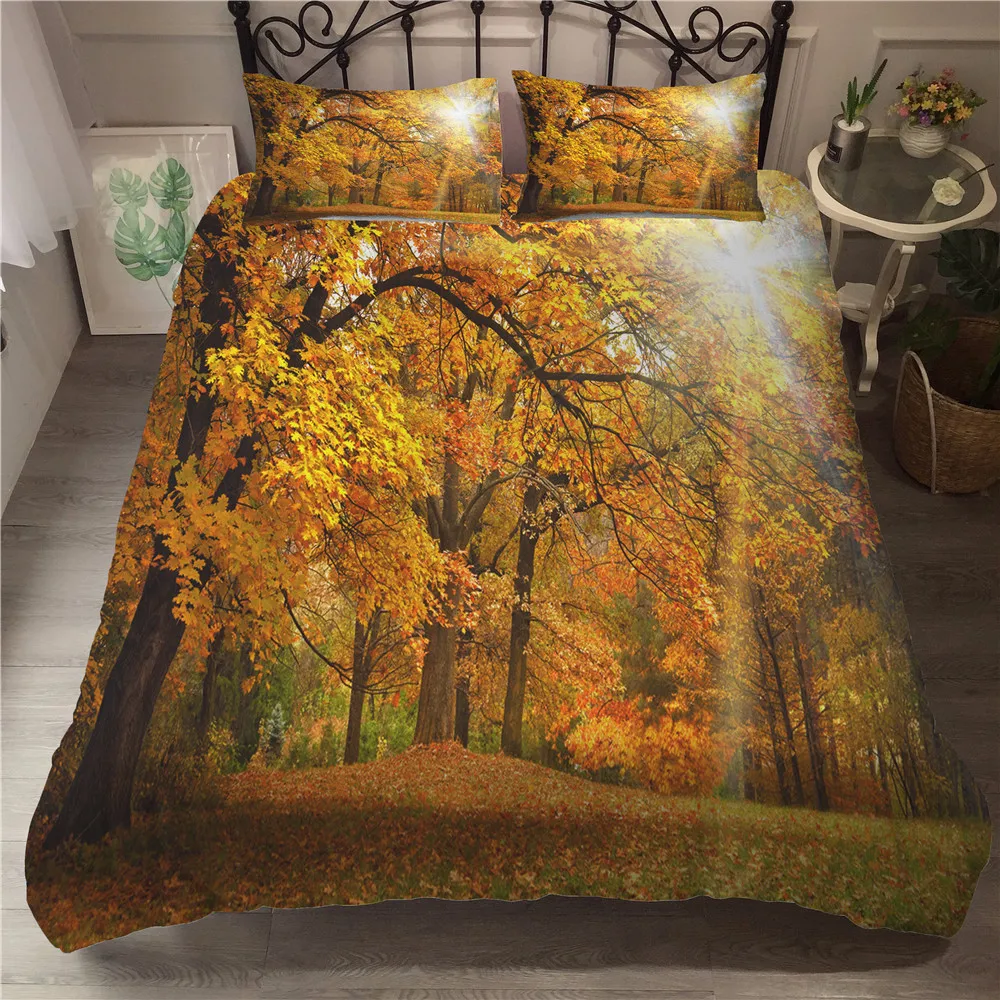Одеяла и постельные принадлежности 3d осенний пододеяльник с принтом наволочка