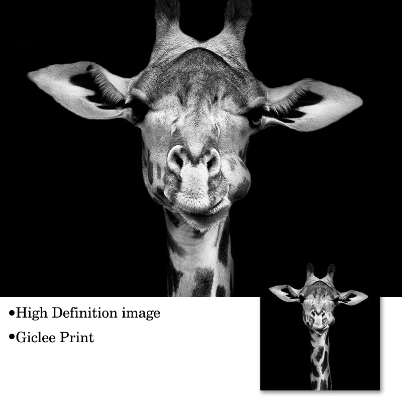 Настенный художественный плакат с изображением диких животных черно-белый цвет