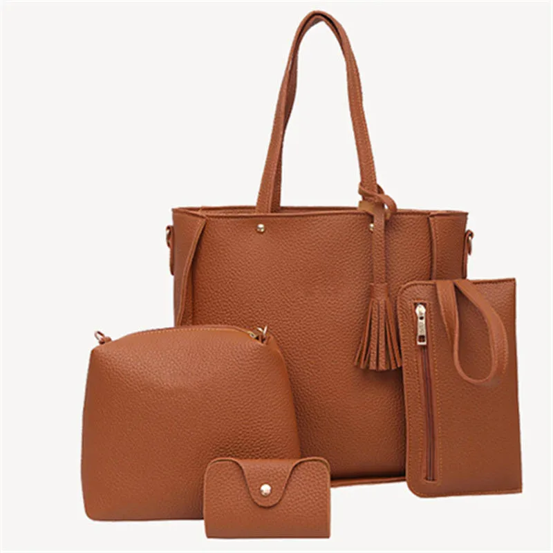 

4 шт./комплект, женская сумка-кошелек из ПУ кожи