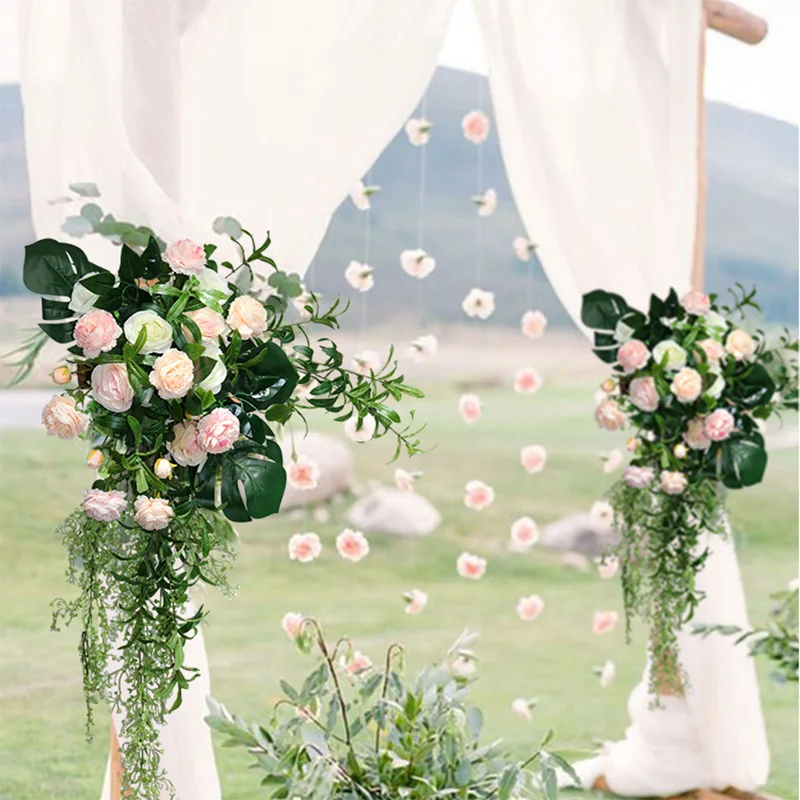 Искусственный шелк поддельный Свадебный дом беседка фон цветы Арка угловой