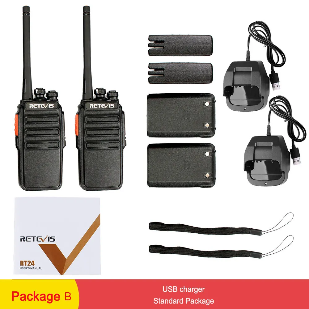 USB Charger 2 шт. Retevis RT24 PMR Радио рация без лицензии 0,5 Вт PMR446 16CH VOX скремблер Squelch удобный двухсторонний радио Comunicador - Цвет: USB Charger